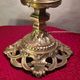 antique bronze lamp and stained glass shade