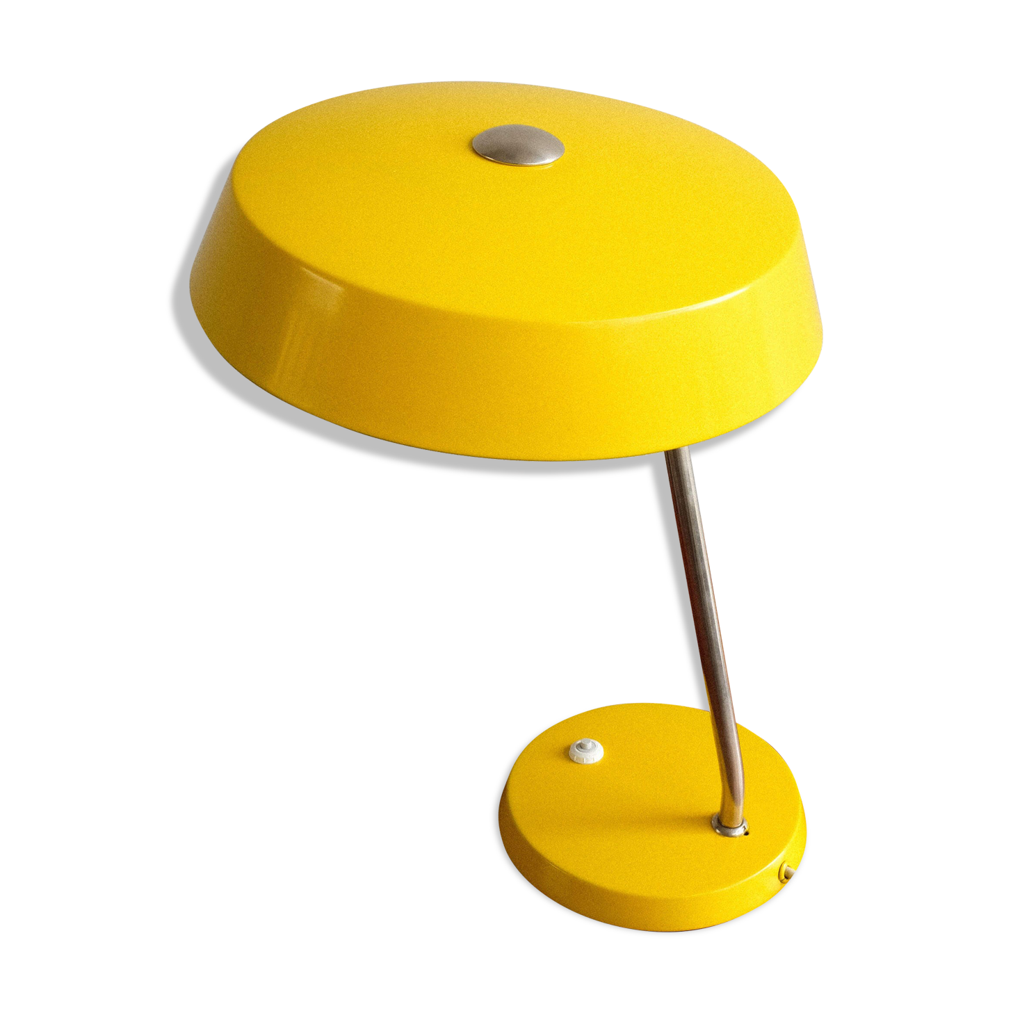 East germany vintage yellow table lamp by veb narva leuchtenbau, 1960s