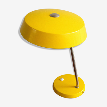 East germany vintage yellow table lamp by veb narva leuchtenbau, 1960s