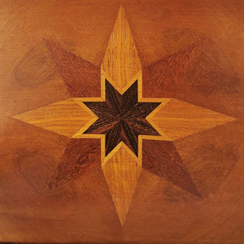 Vintage tray in wooden marquetry 1970