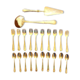 Golden cake cutlery service