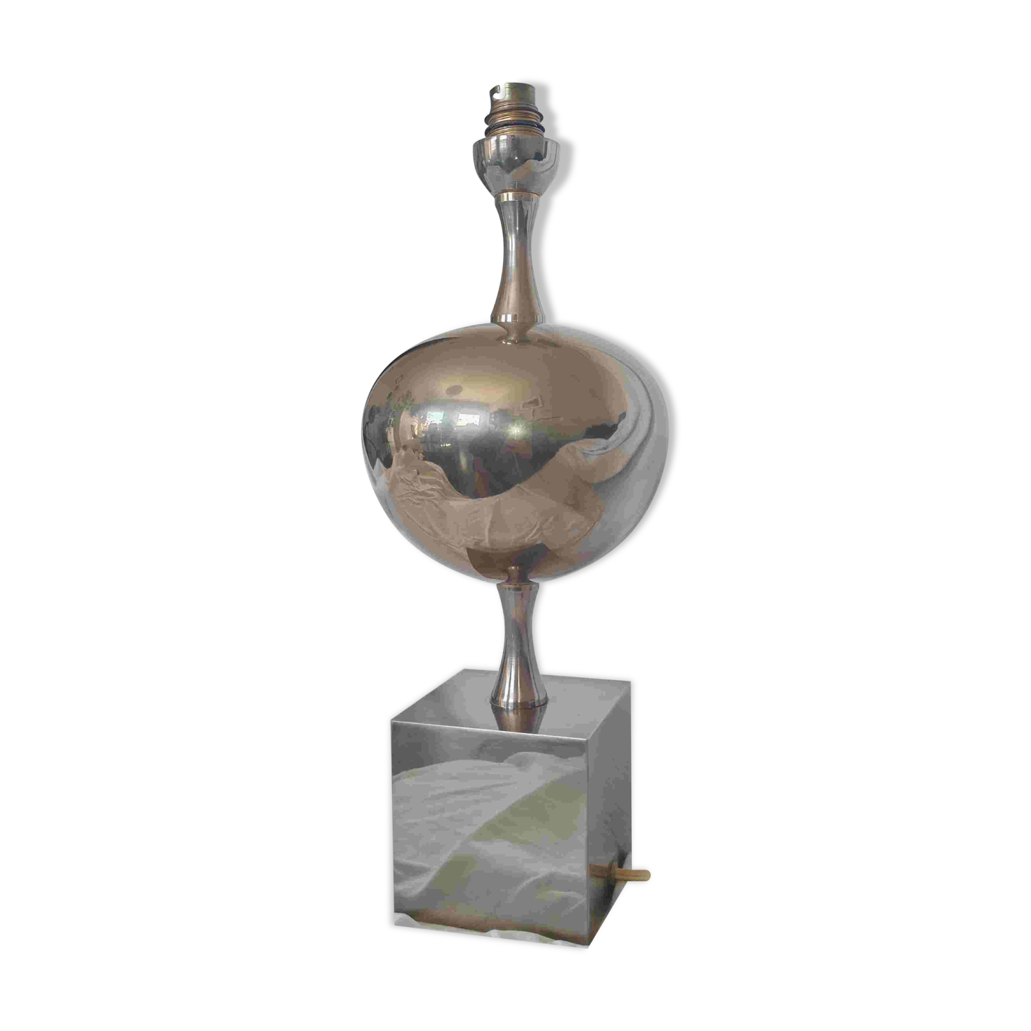 Pied de lampe Philippe Barbier, inox, 1970