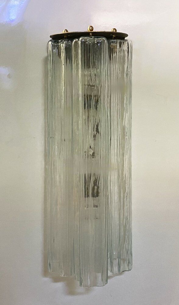 Italian Murano Glass Tube Sconces, Set of 2