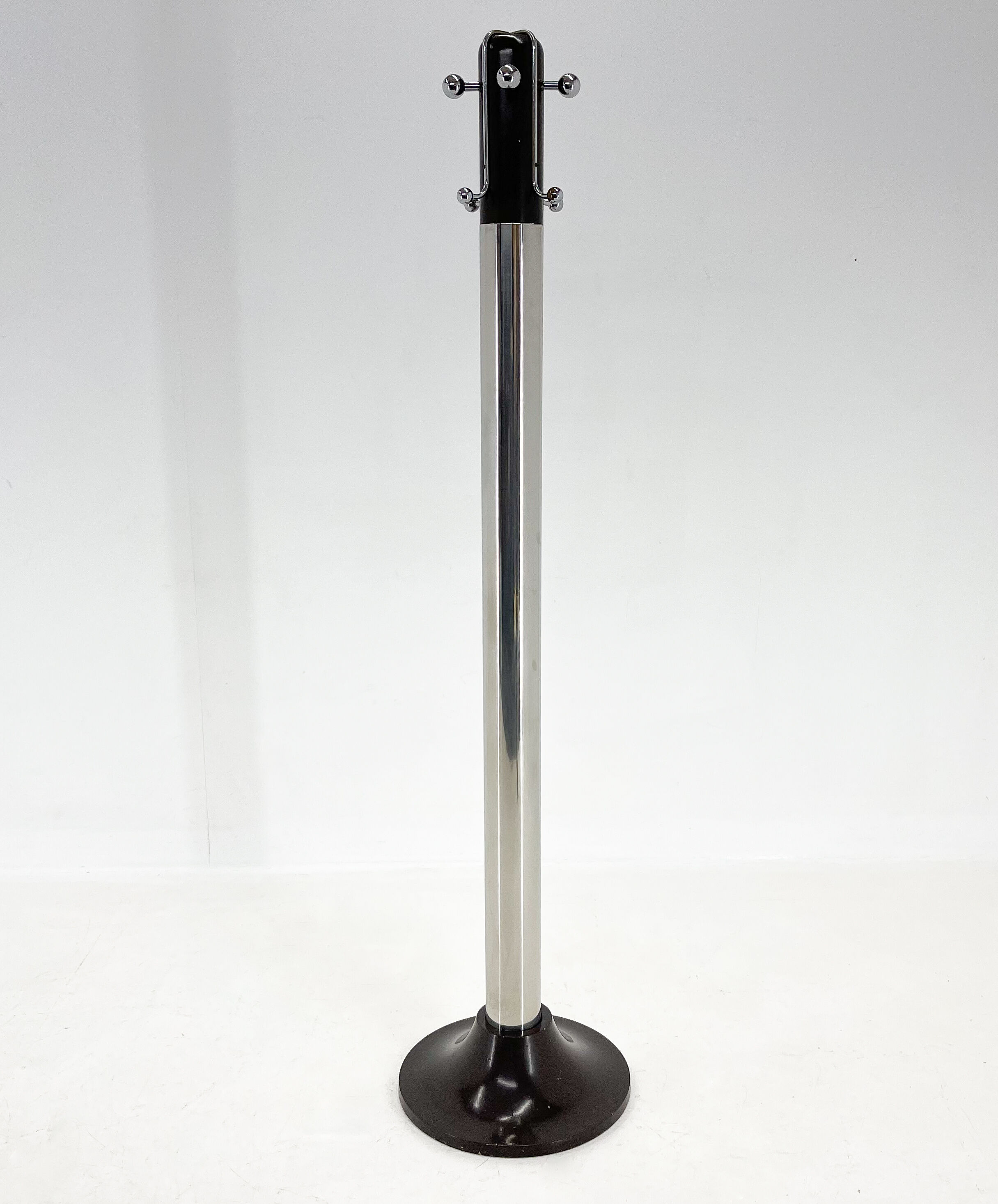 Mid-century Italian chrome & wood coat hanger