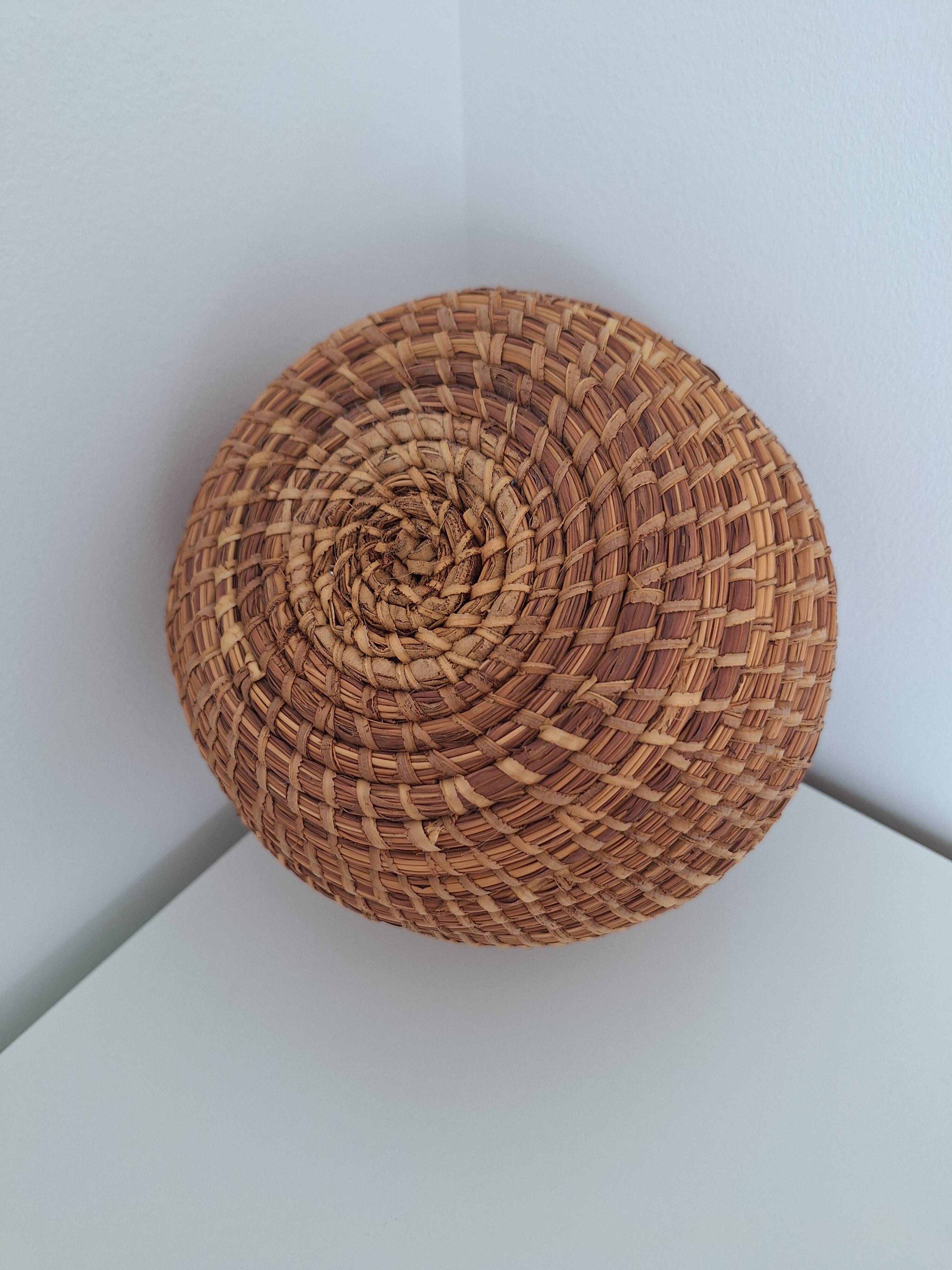 Woven wicker pot