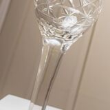 Transparent crystal glass XL Saint Louis wine glass with a faceted stem, France, 1930s