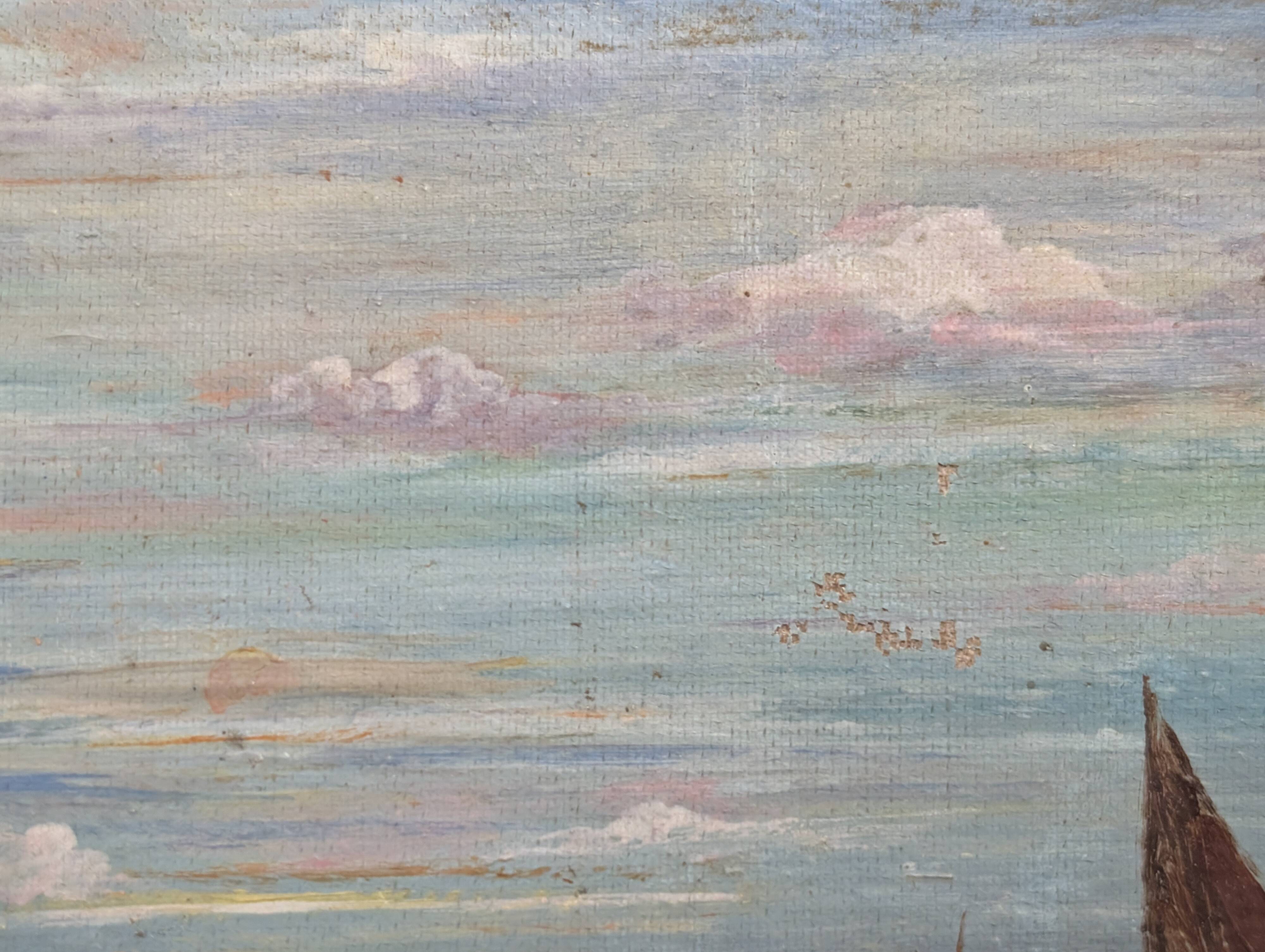 Old oil painting on canvas from the 19th/20th century.