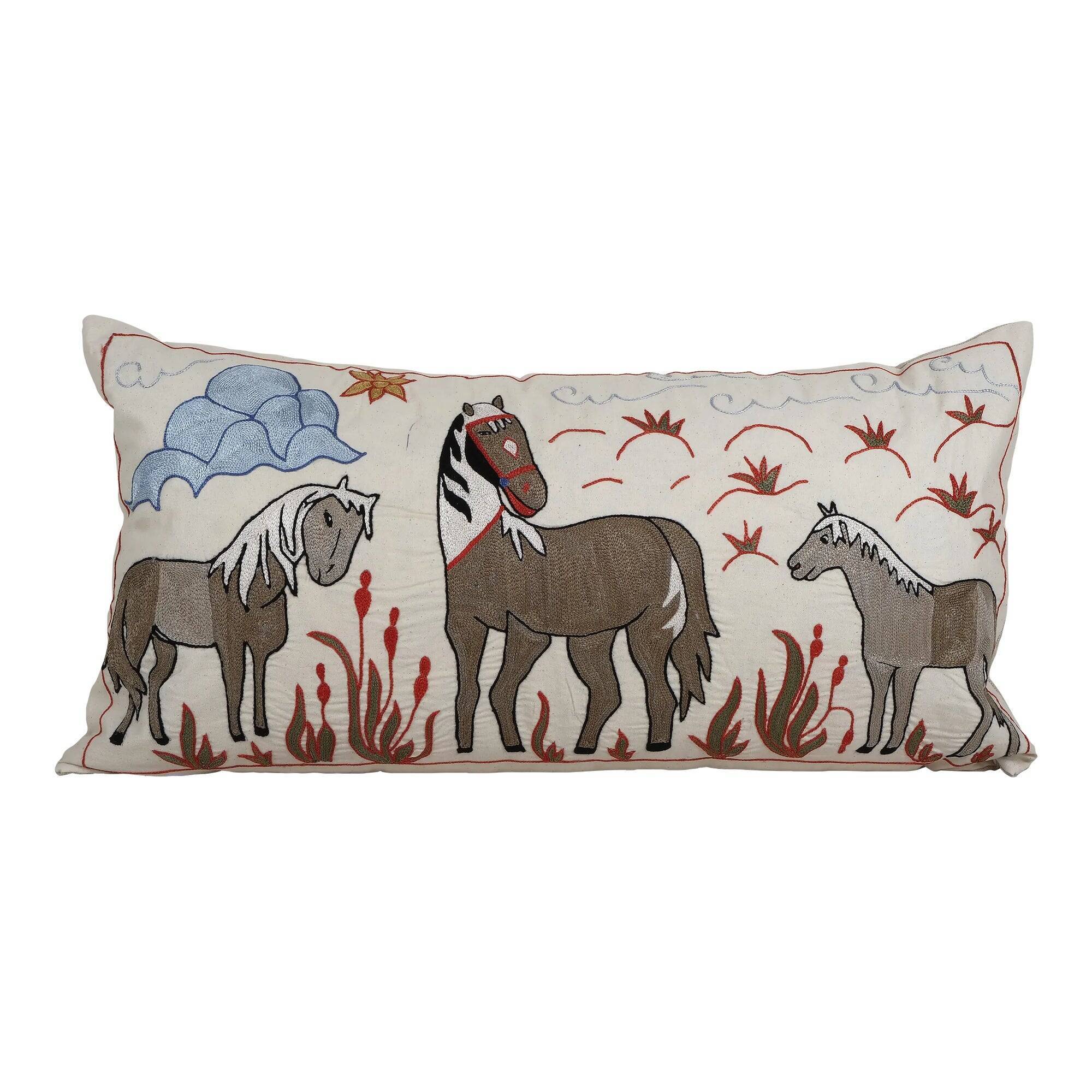 Vintage embroidered cushion cover 46x86 cm