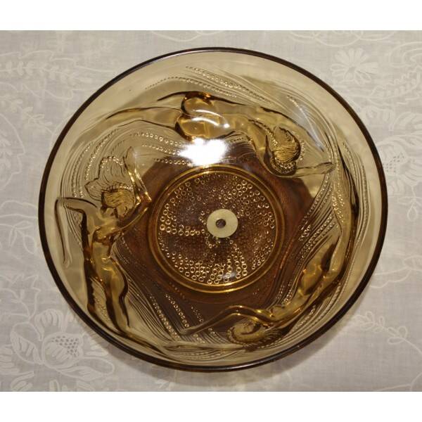 Glass coupe 'Naïades' with turned wooden Art Deco base