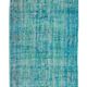 Vintage turkish rug over-dyed in teal blue color