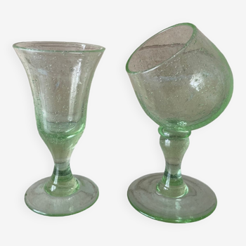 Ensemble verres originaux en verre soufflé bullé