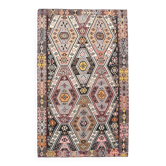 Tapis kilim anatolien rouge vin 6x9, tapis Oushak en laine rose délavé, 168x274 cm