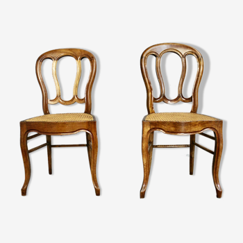 Paire de chaises cannées Louis Philippe d'époque