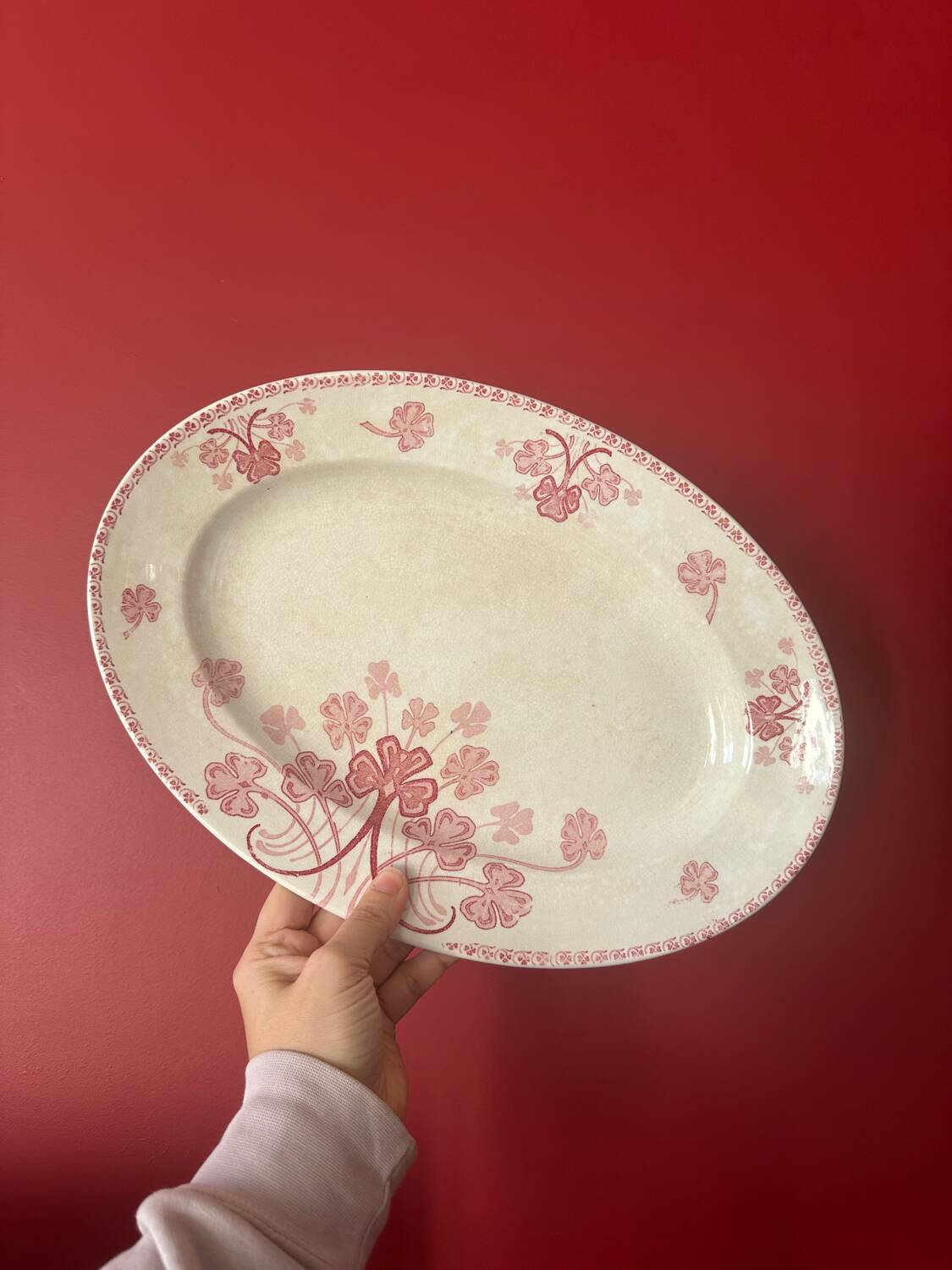 Pink plate made of iron earth