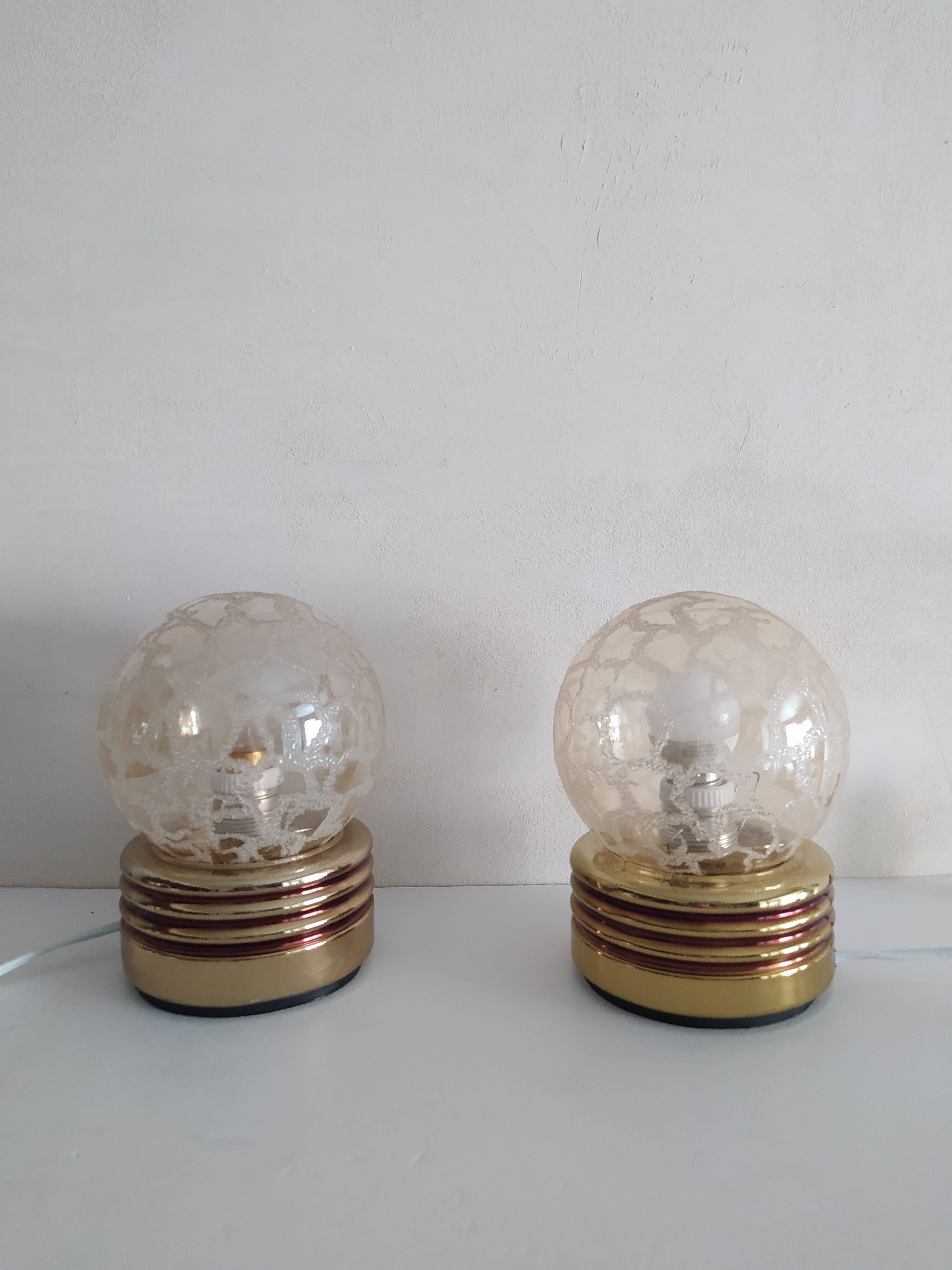 Pair of golden bedside lamps