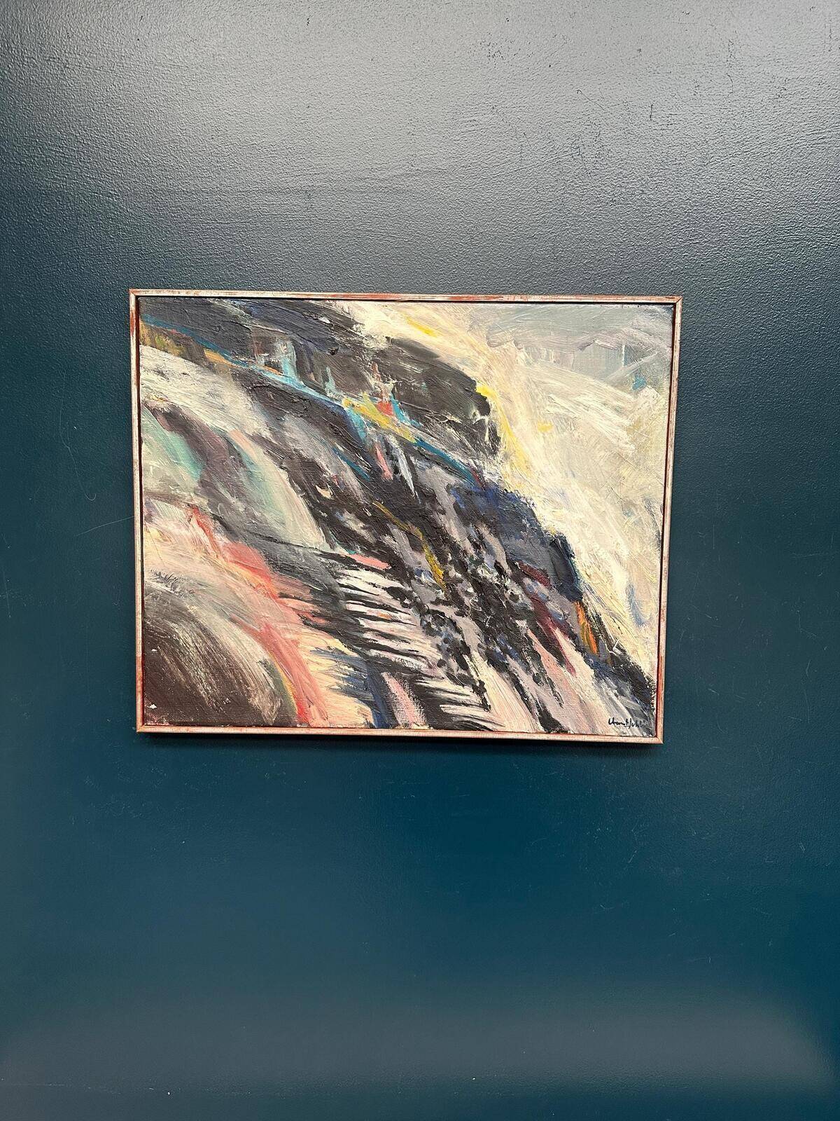 Original Swedish Oil On Canvas – “Abstract Landscape” By Chennet Juhlin – Signed – Vintage & Framed – 63 × 52 Cm (24.8" × 20.5")
