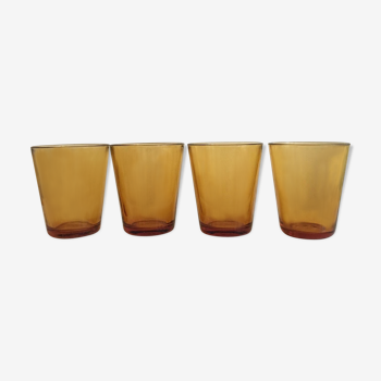 Set of water glasses yellow ochre Vereco France