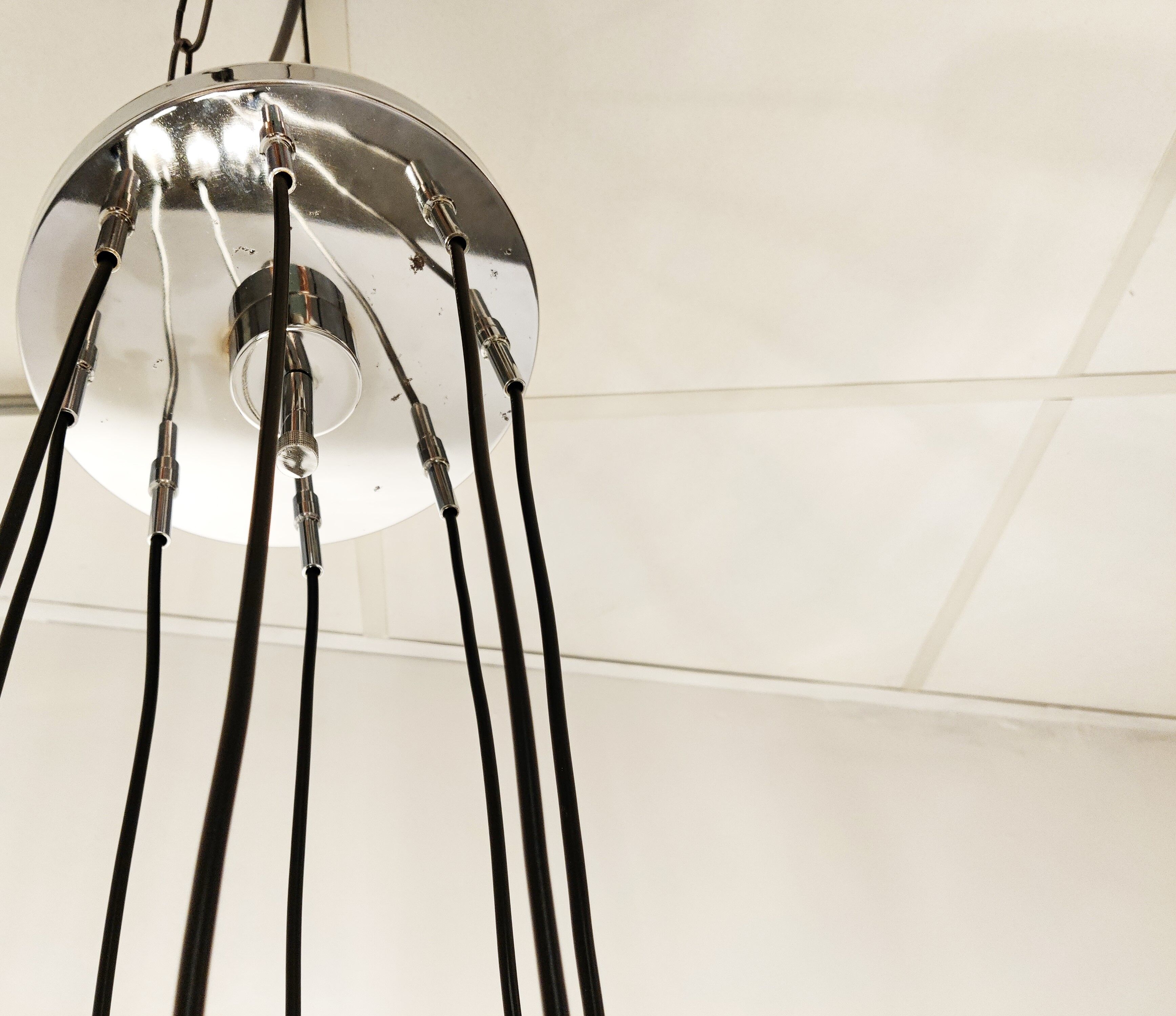 Vintage chrome cascading chandelier, 1970s