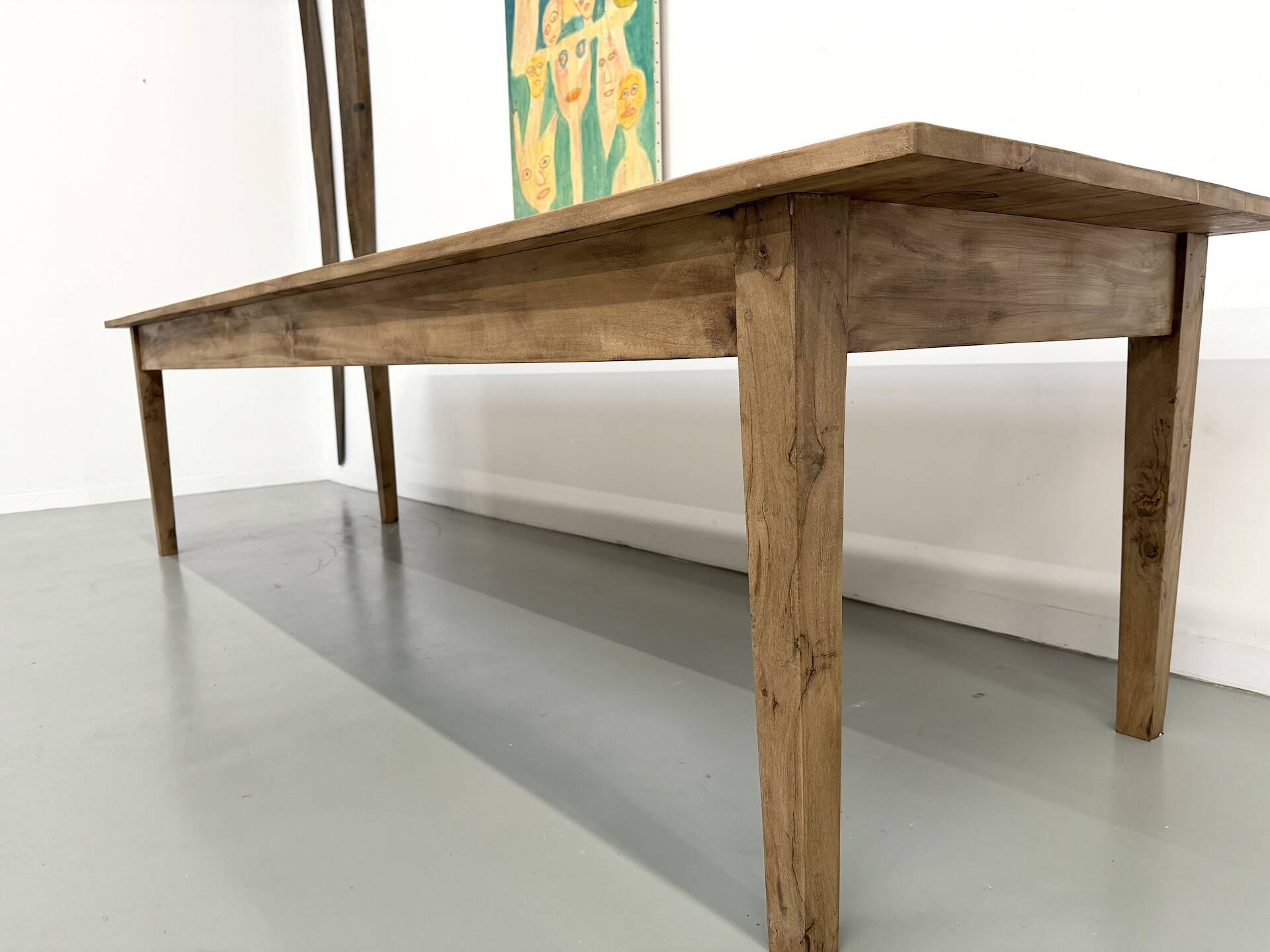 XXL solid walnut table with tapered legs