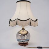 Lampe de table antique en verre mercure, galion et navire, soufflé à la main, années 1920, anglais, recâblé