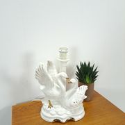 Porcelain lamp swans with vintage gold details