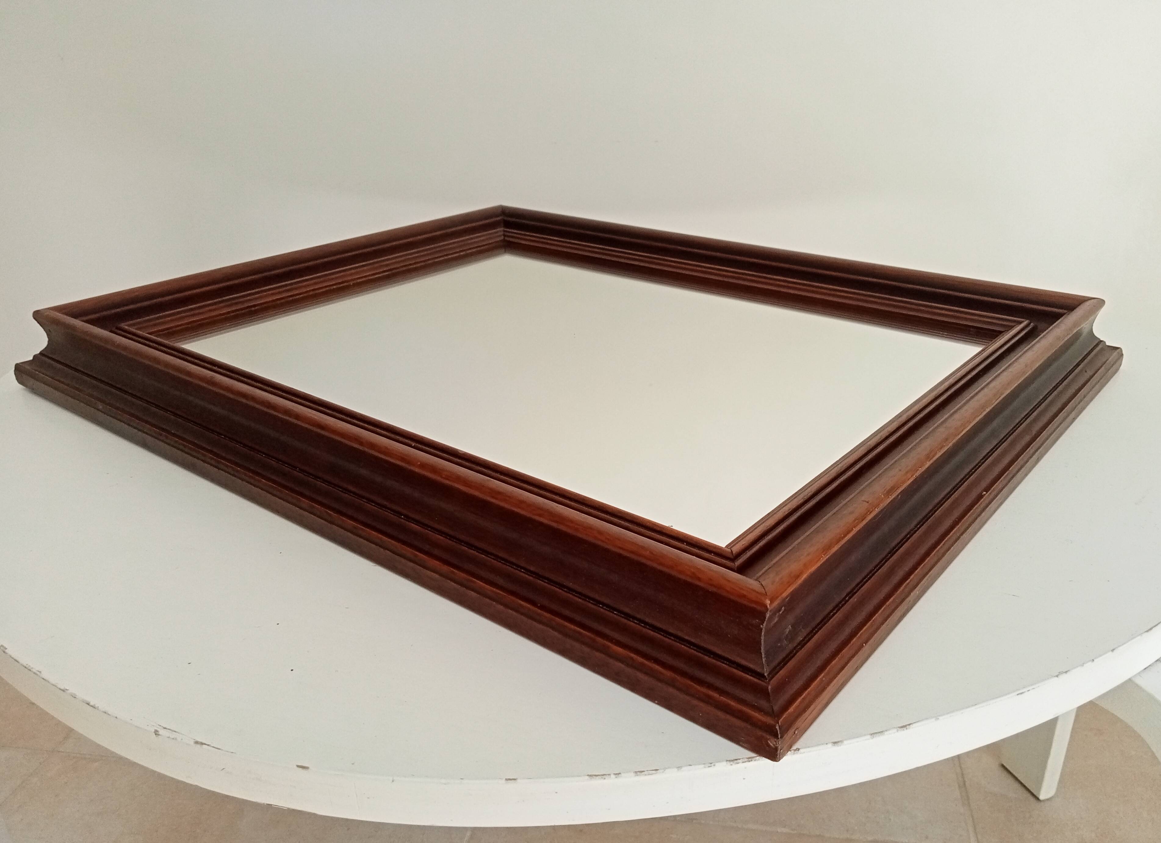 Miroir vintage en bois massif, années 60-70
