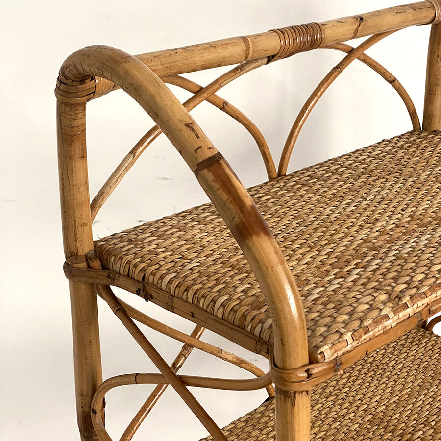 Vintage rattan shelf 60's