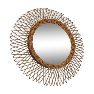 Miroir osier rotin vintage 36cm