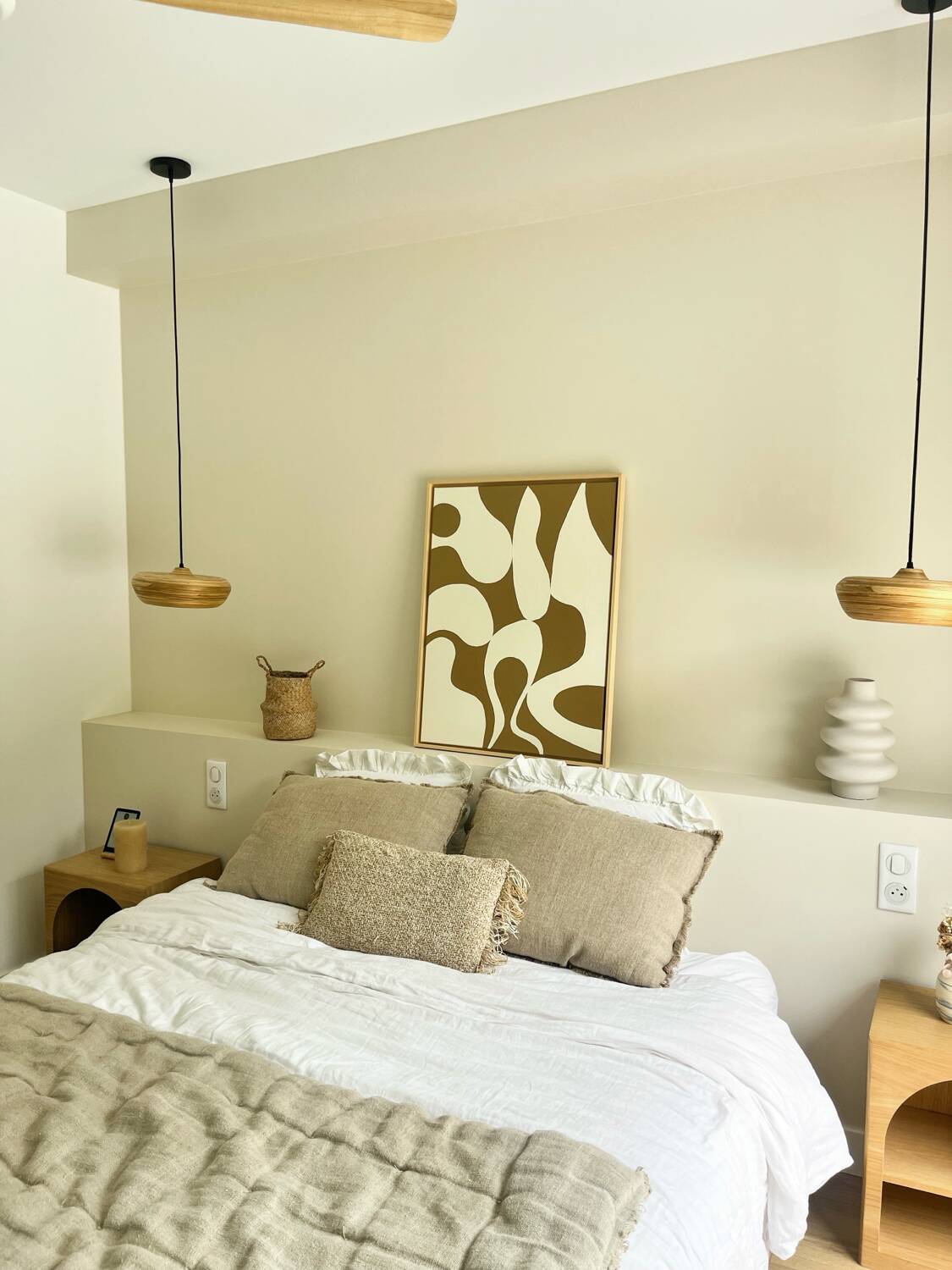 Tableau organique marron crème