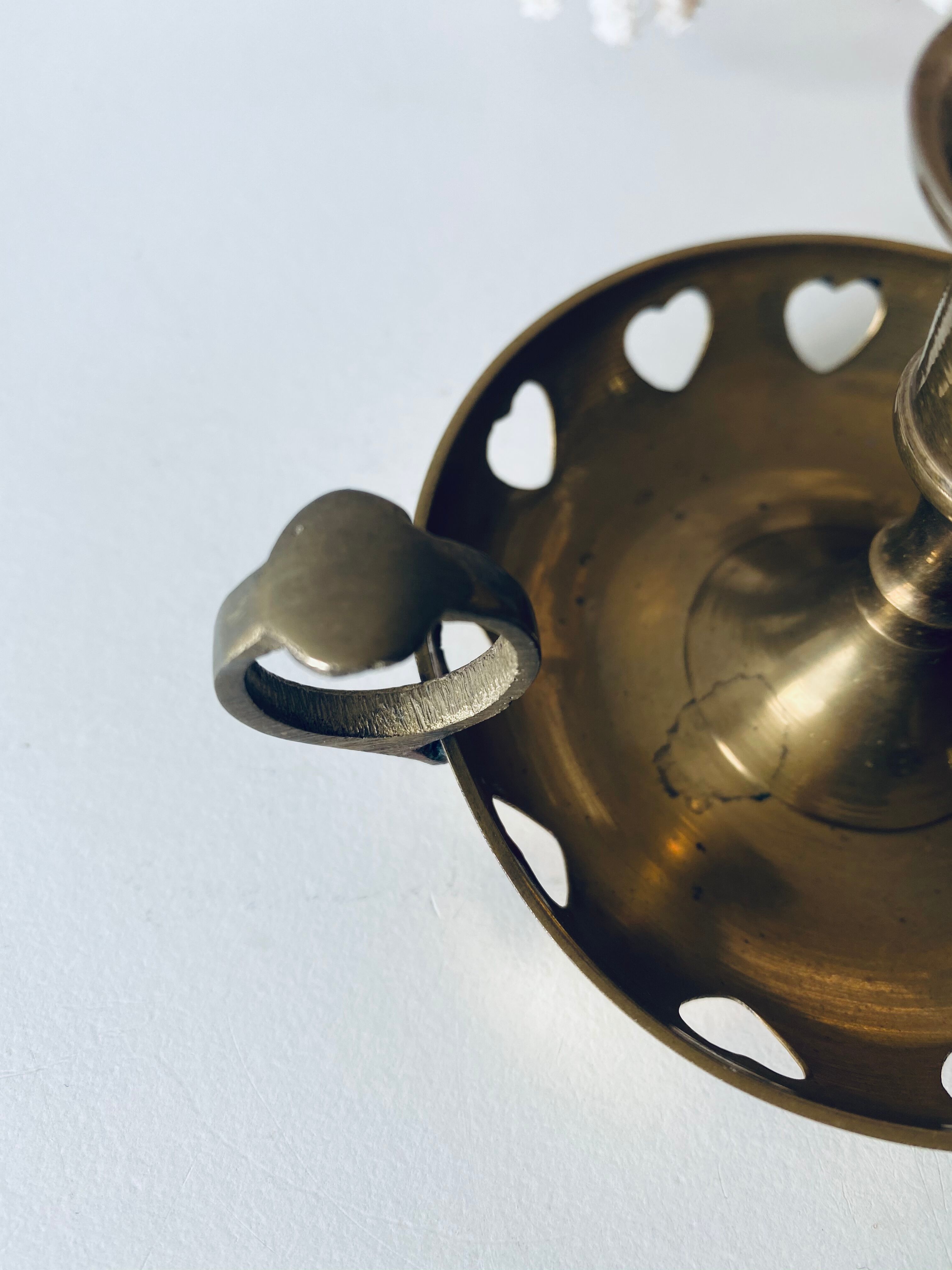 Vintage heart brass candlestick