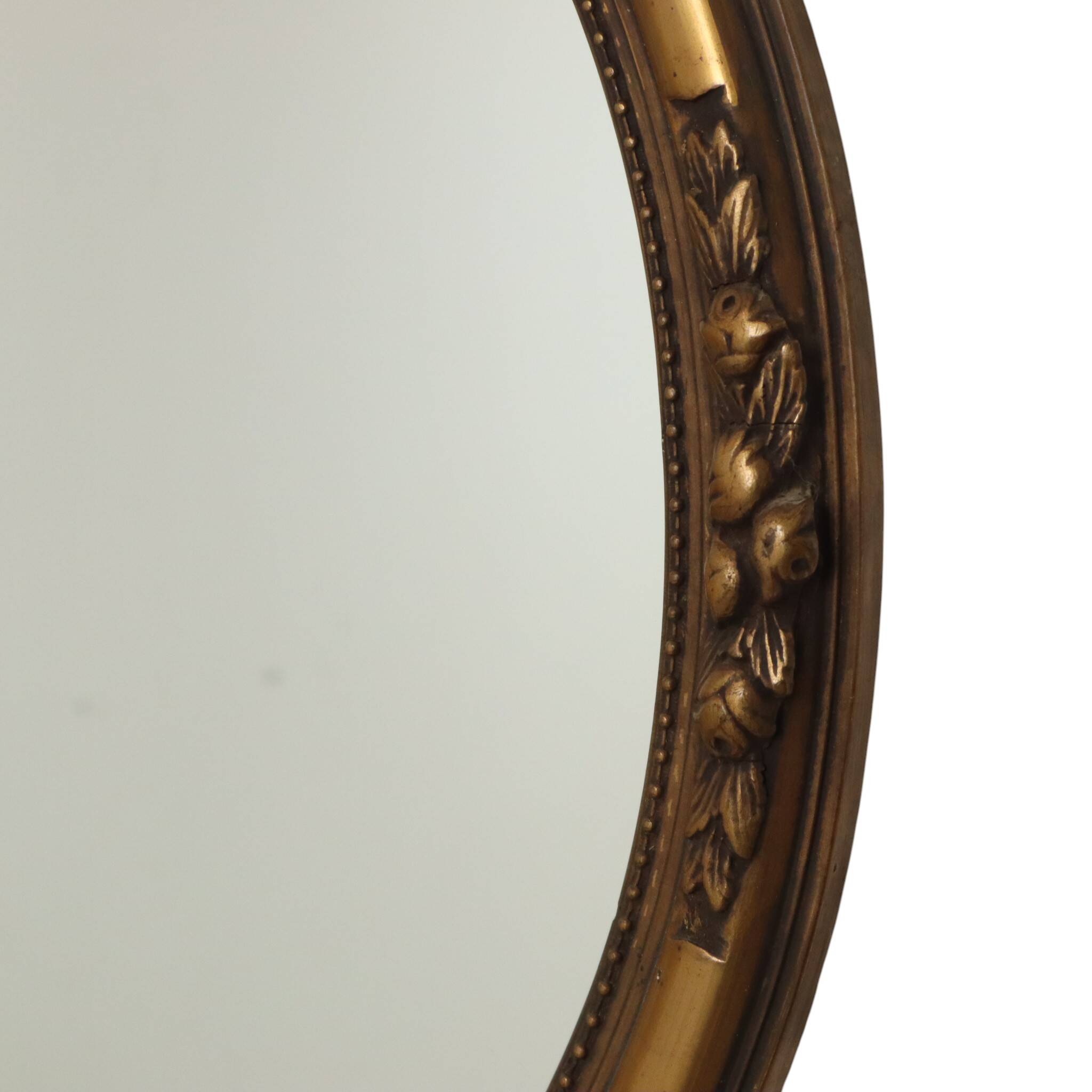 French Oval Gold Baroque-Style Mirror with Roses 58cm