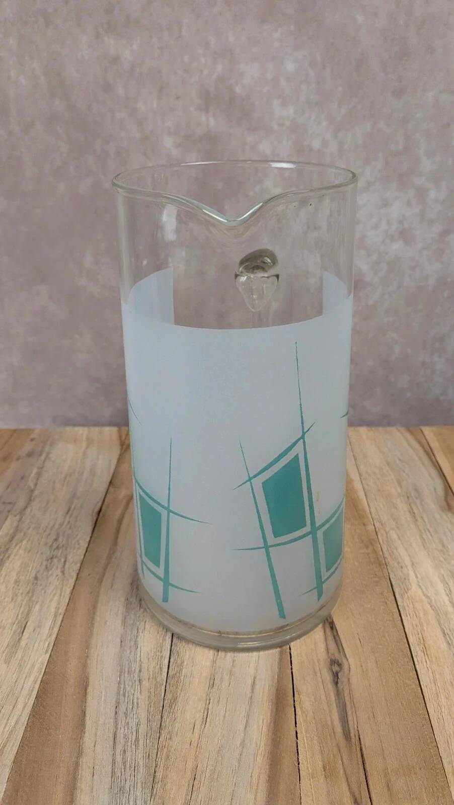 Vintage glass pitcher from the 1950s – geometric design