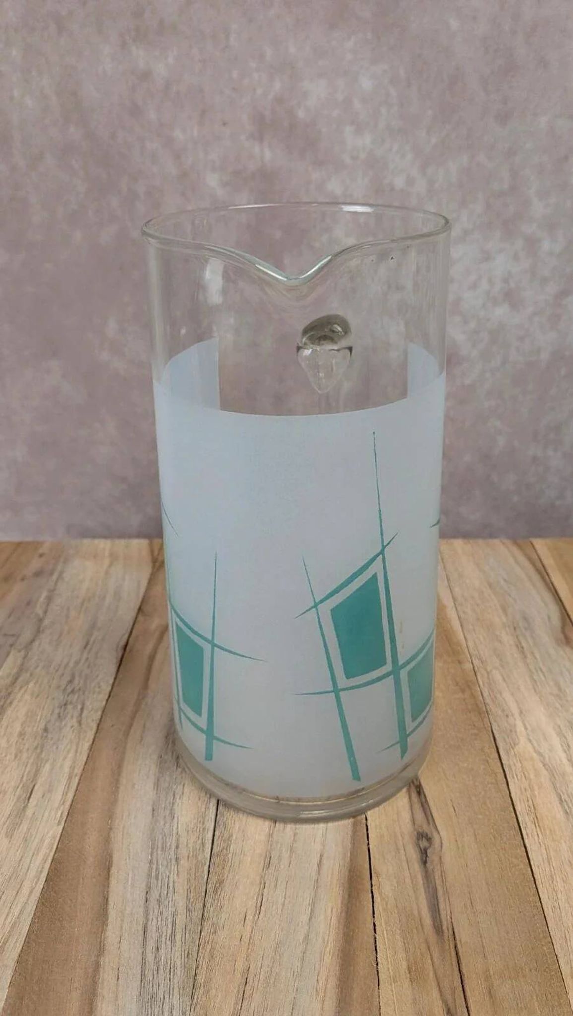Vintage glass pitcher from the 1950s – geometric design