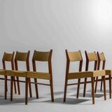 Lot de 6 chaises de salle à manger minimalistes en teck, Belgique années 1960