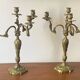 Pair of Louis XV style gilt bronze candlesticks / candelabras - H: 49 cm