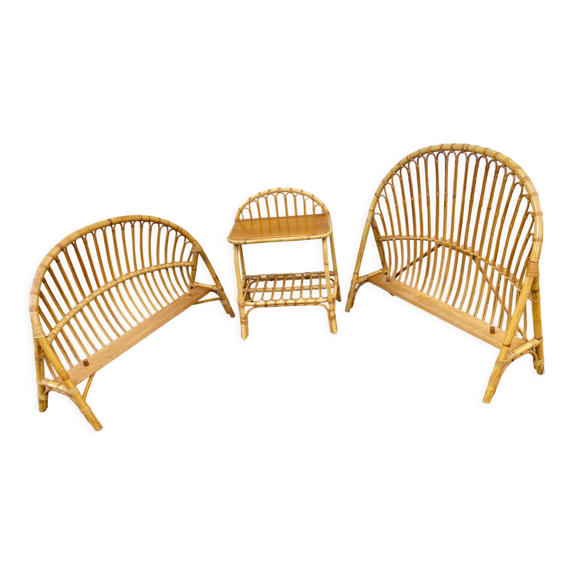 Rattan basket bed & bedside