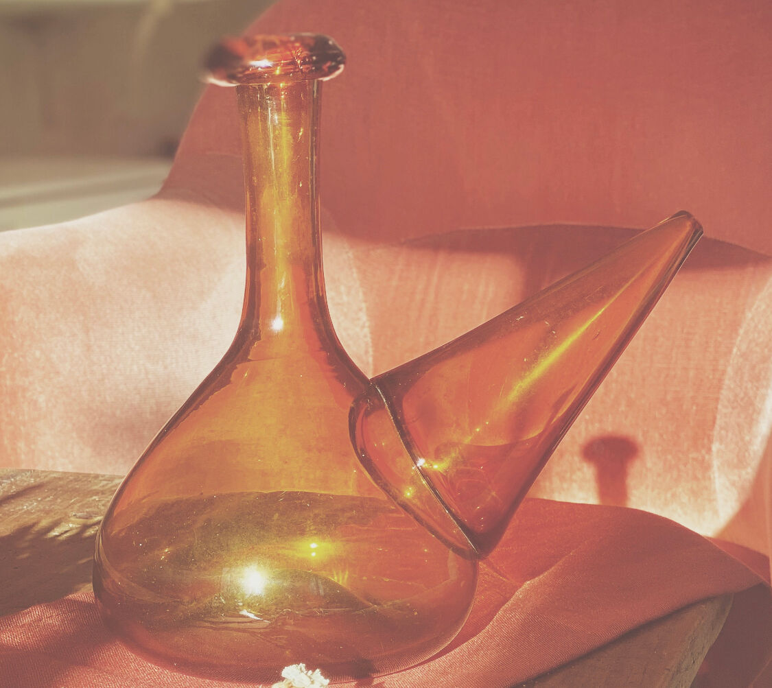 Amber glass decanter