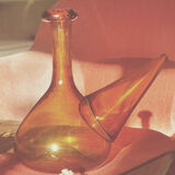 Amber glass decanter
