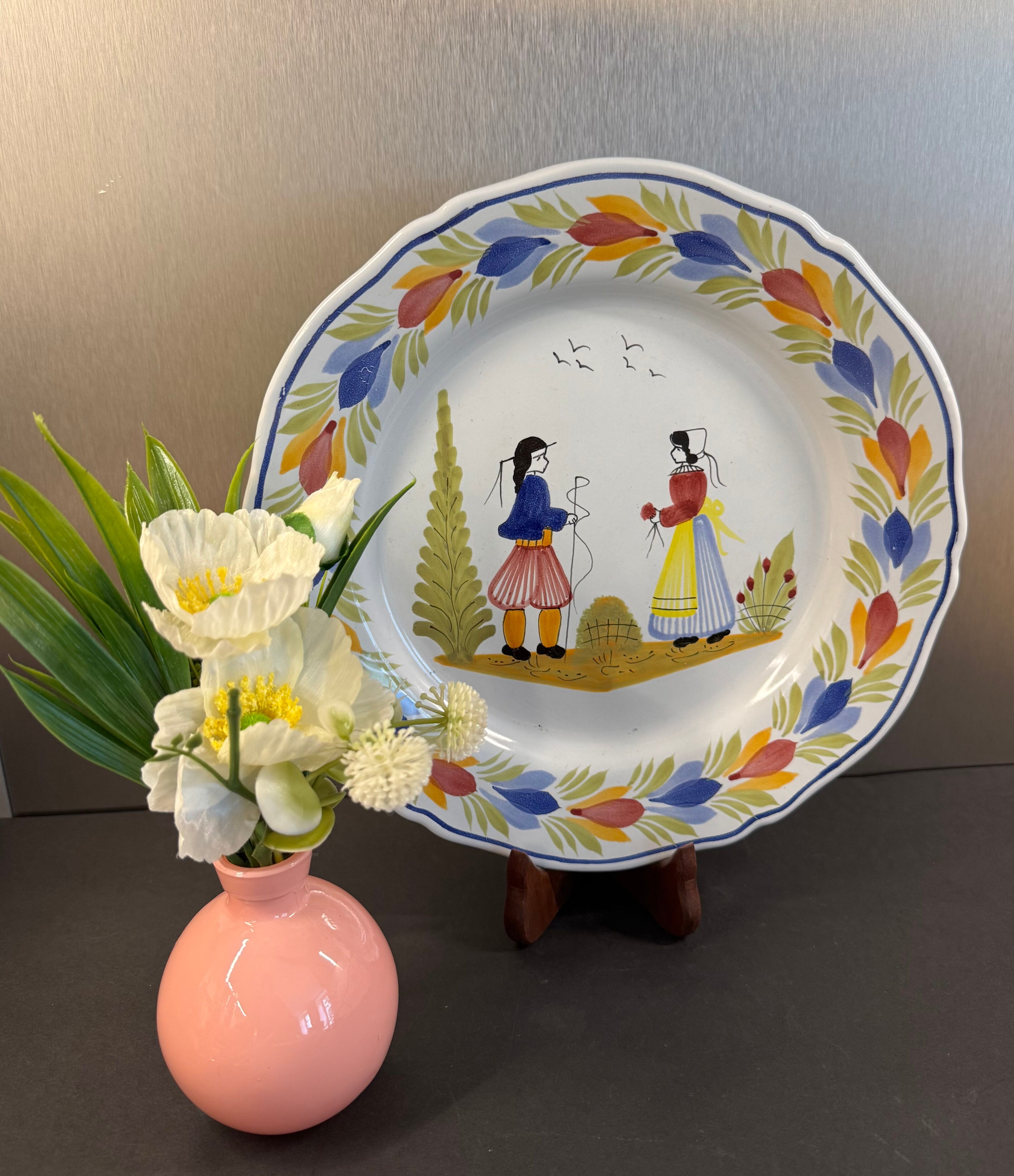 Assiette décorative en faïence Henriot Quimper