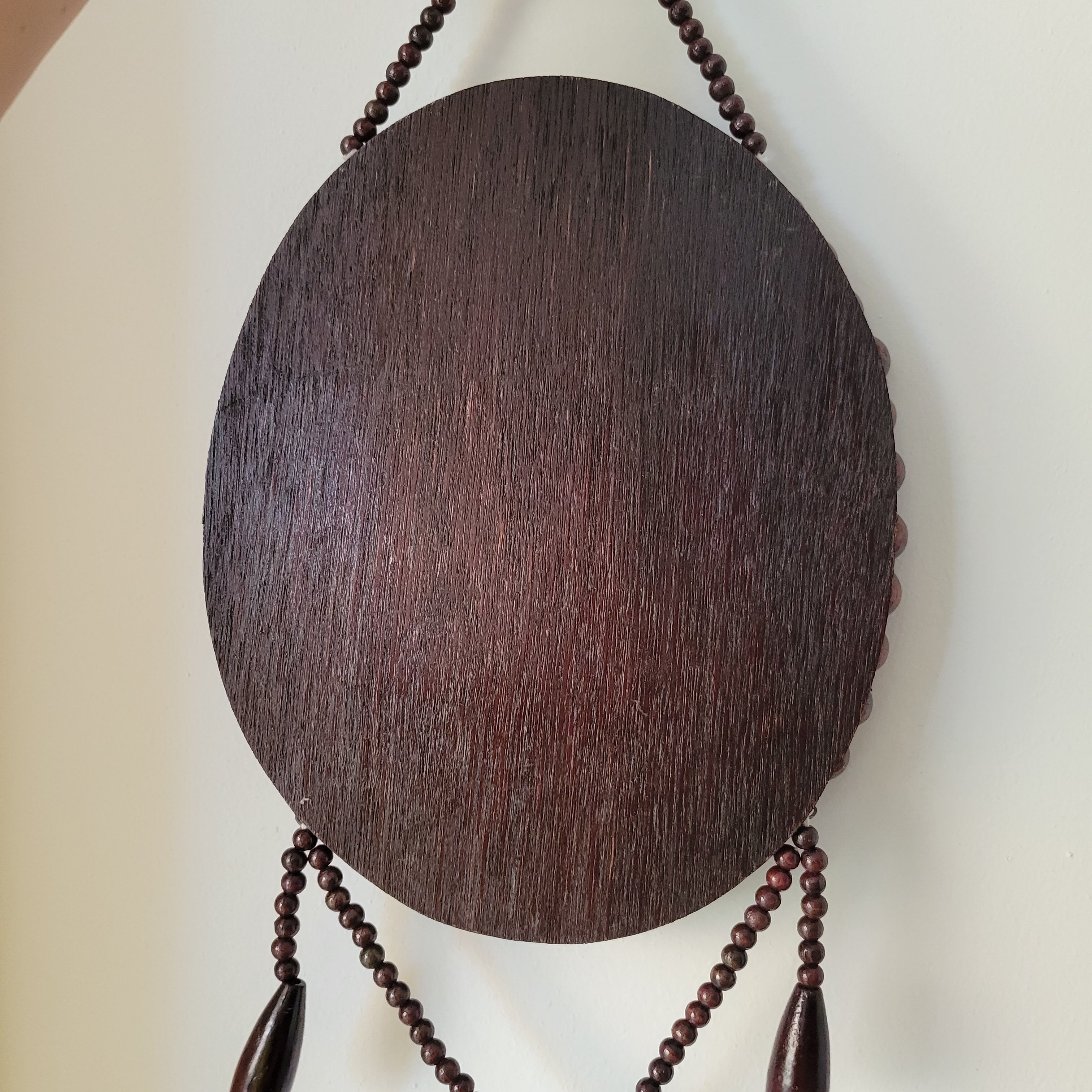 Miroir vintage bohème en perles de bois