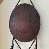 Miroir vintage bohème en perles de bois
