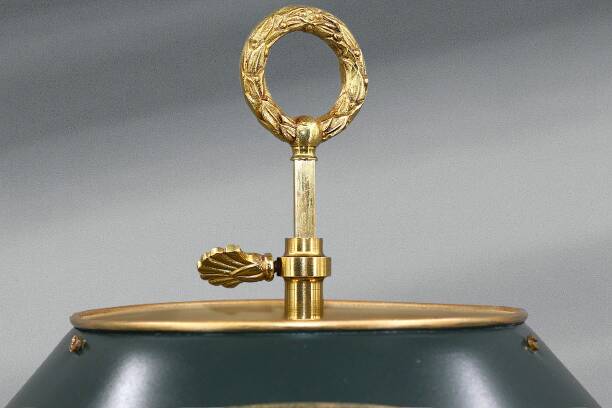 Empire Style Solid Bronze Bouillotte Lamp with Sheet Metal Shade