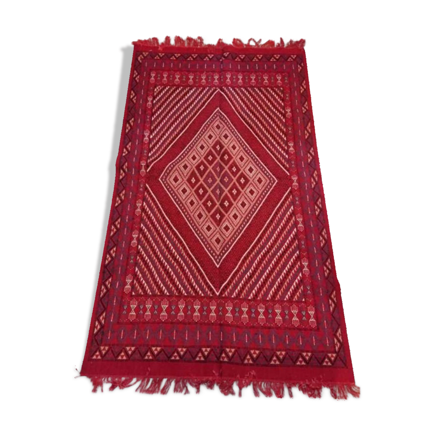Traditional handmade margoum carpet in pure wool