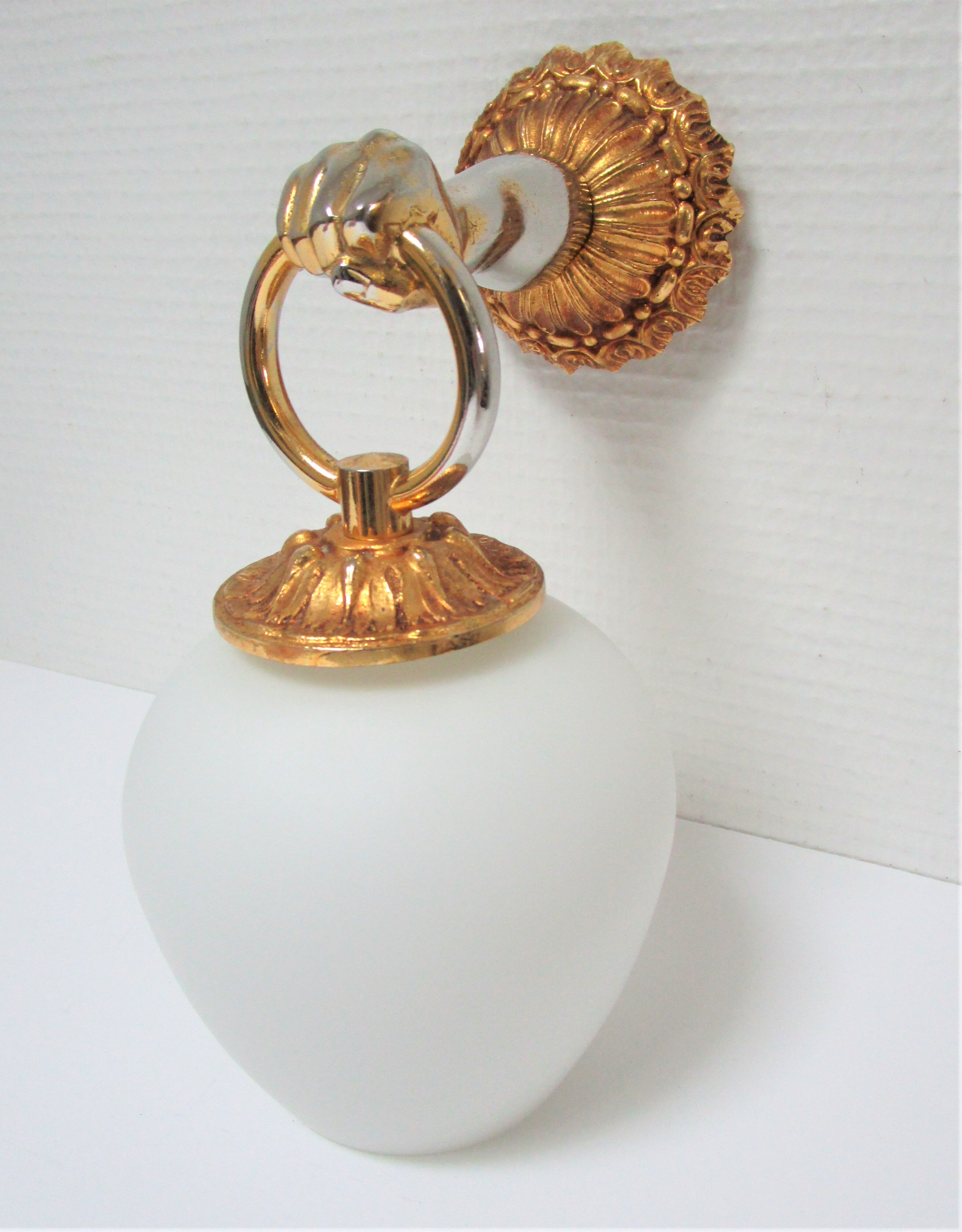 Hand sconce golden metal patinated opaline vintage