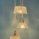 Vintage triple suspension lampshade in glass and cut crystal - collection