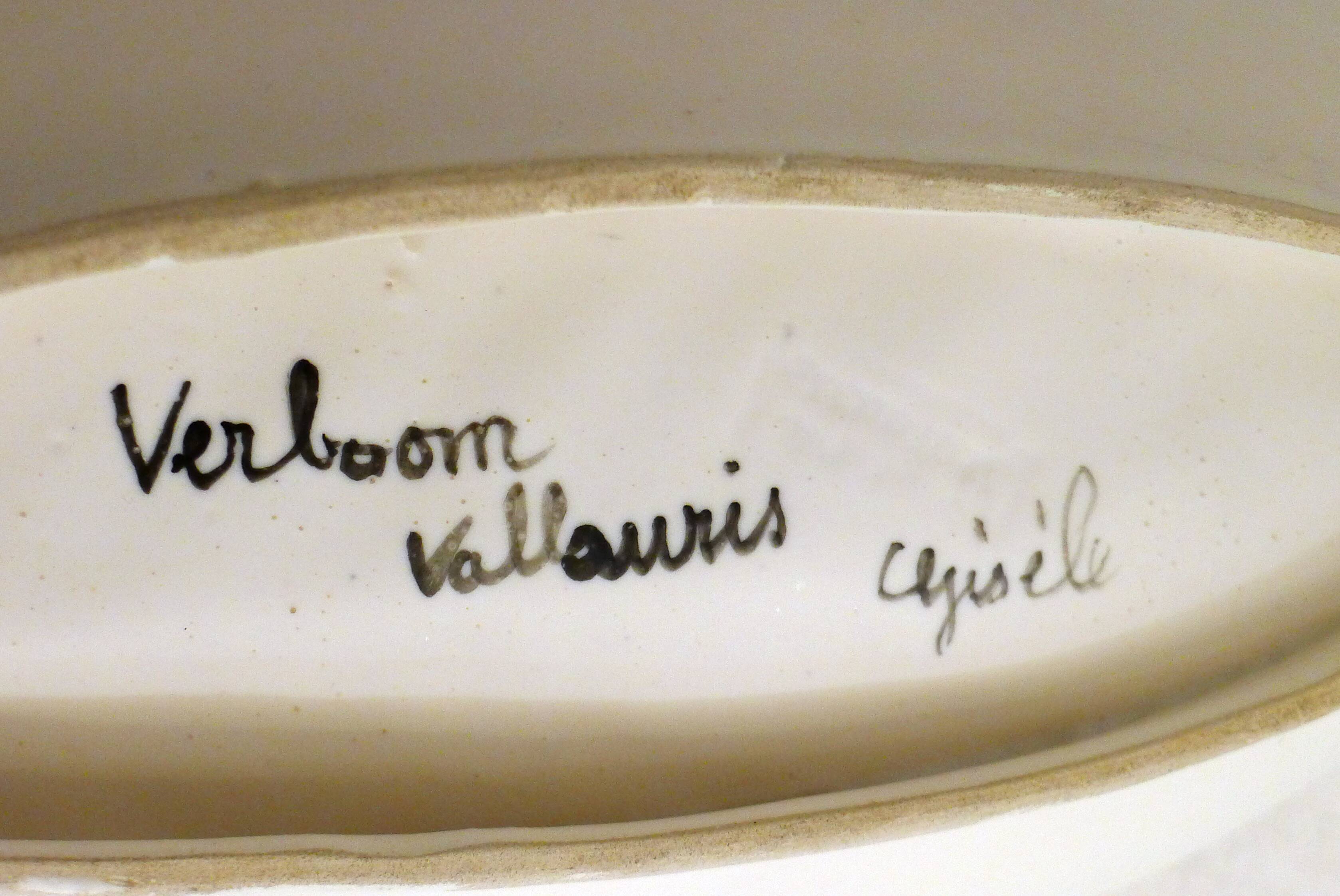 Coupelle mid-century Vallauris décor floral coloré