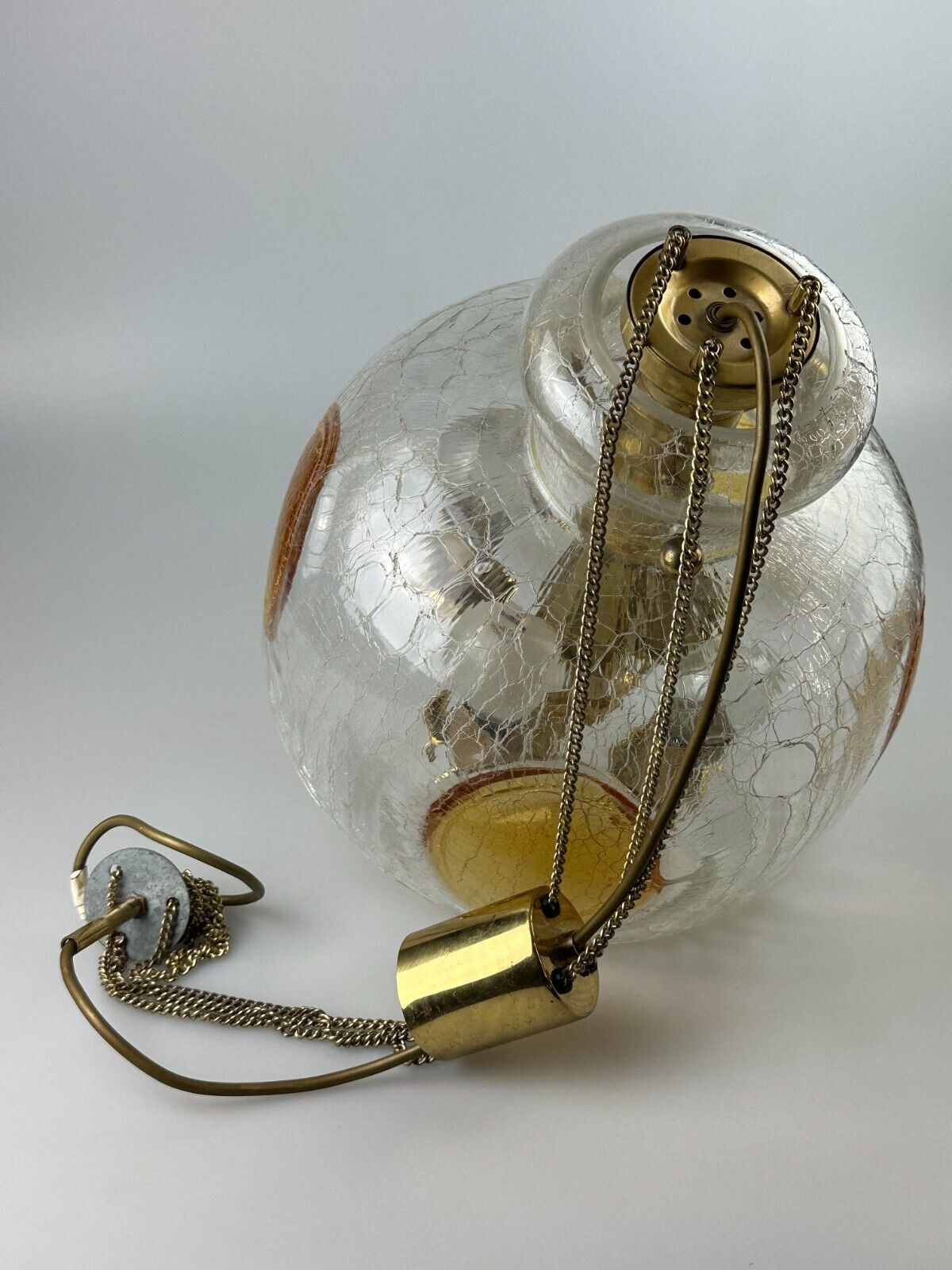 1960's 1970's brutalist ceiling lamp pendant lamp brass & murano glass