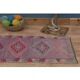 1970s Vintage Turkish Oushak Handmade Wool Cotton Purple Runner Rug 74x355