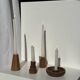 Pyramidal circular teak monoxyle candlestick H7 D5