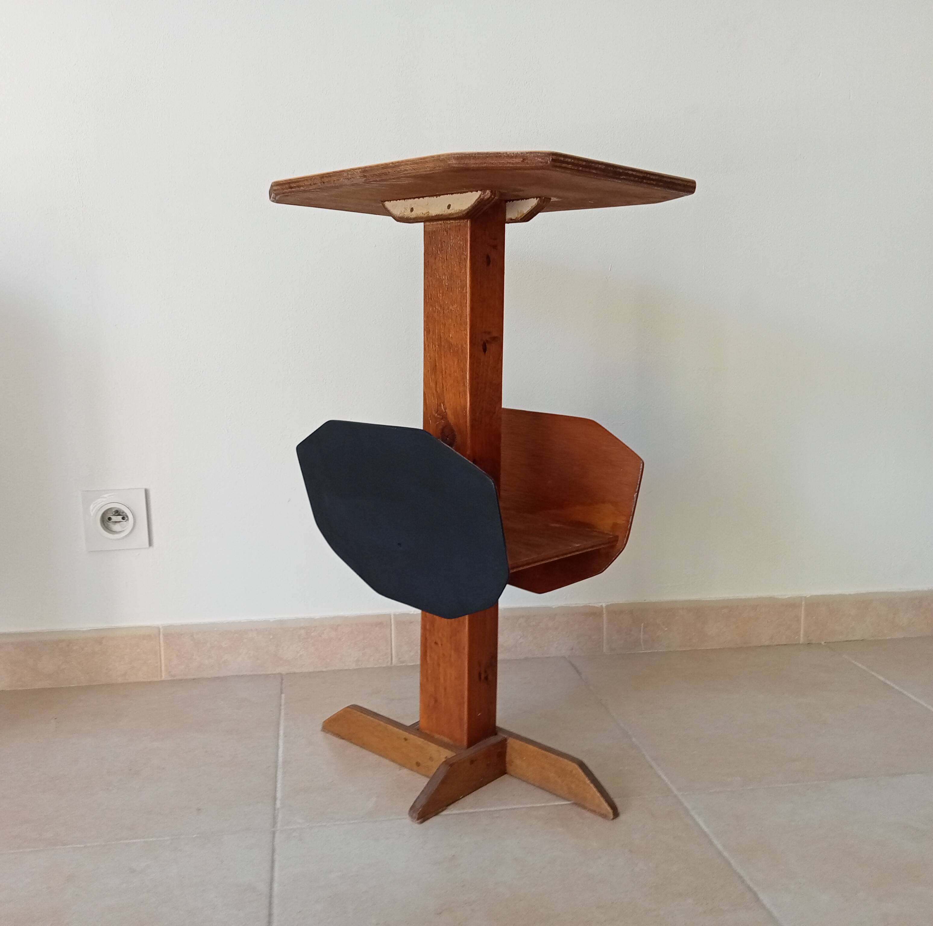 Vintage folk art magazine rack side table